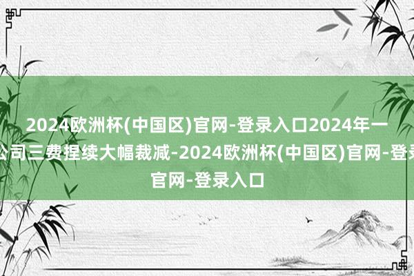 2024欧洲杯(中国区)官网-登录入口2024年一季度公司三费捏续大幅裁减-2024欧洲杯(中国区)官网-登录入口