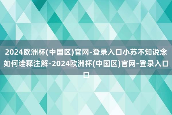 2024欧洲杯(中国区)官网-登录入口小苏不知说念如何诠释注解-2024欧洲杯(中国区)官网-登录入口