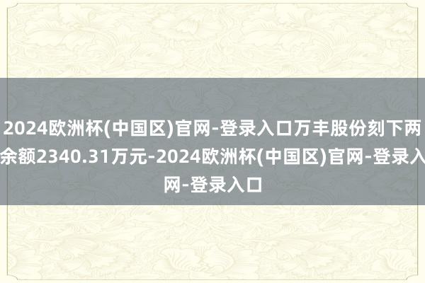 2024欧洲杯(中国区)官网-登录入口万丰股份刻下两融余额2340.31万元-2024欧洲杯(中国区)官网-登录入口